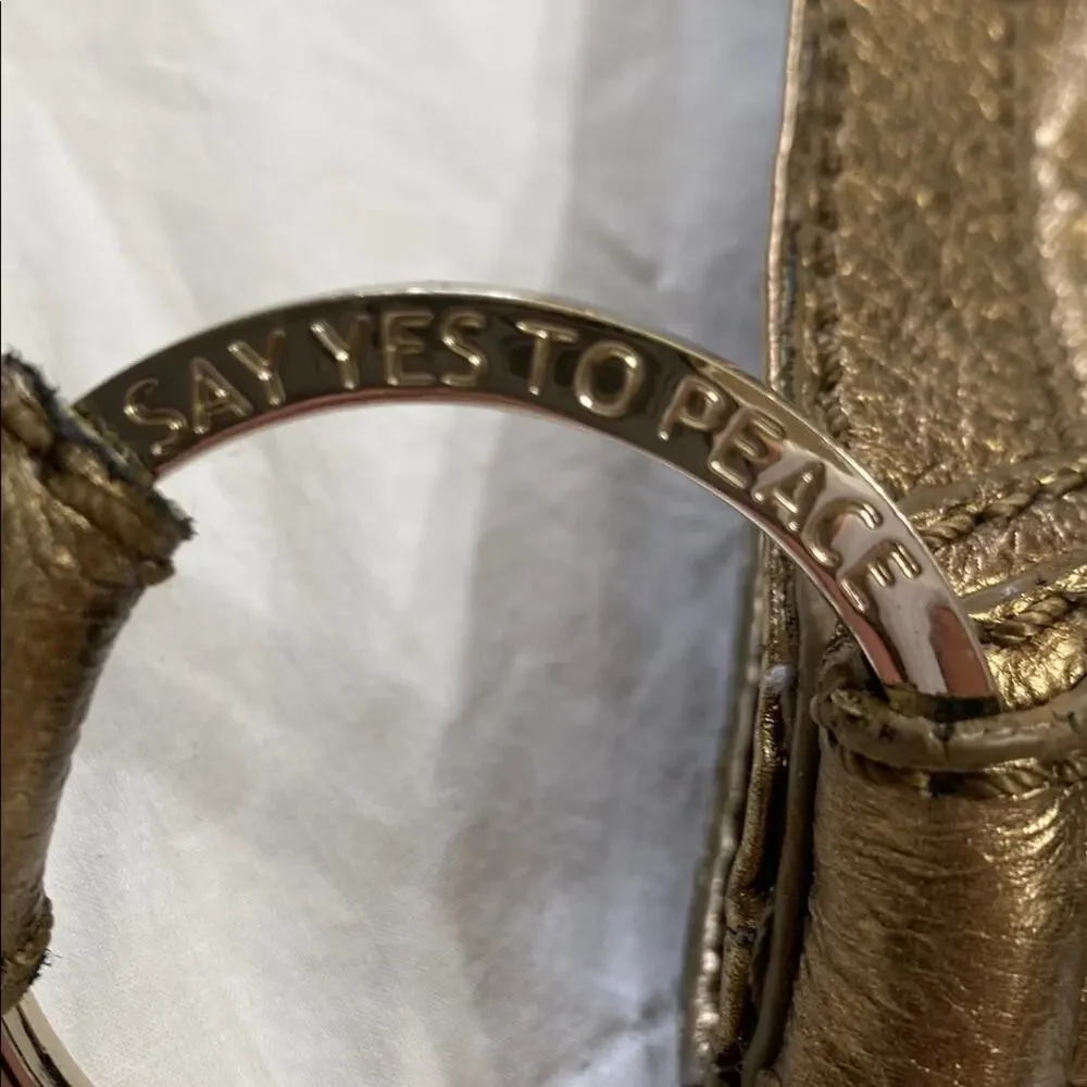 The Sak Gold Hobo Bag Peace Symbol Braided Handle *Small Opening in Lining